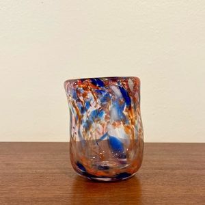 Murano glass handblown colorful vase asymmetrical EUC